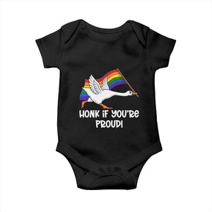 Silly Goose LGBTQ Rainbow Baby Onesie Honk If You're Proud TS14 Black Print Your Wear