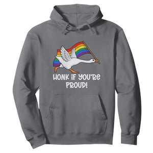 Silly Goose LGBTQ Rainbow Hoodie Honk If You're Proud TS14 Charcoal Print Your Wear
