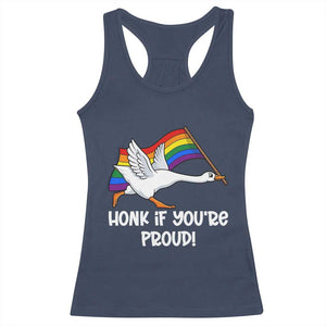 Silly Goose LGBTQ Rainbow Racerback Tank Top Honk If You're Proud TS14 Navy Print Your Wear