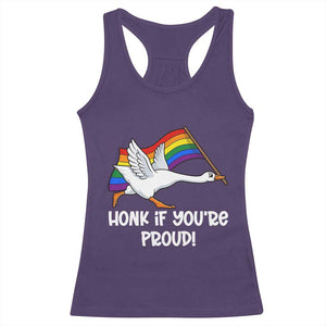 Silly Goose LGBTQ Rainbow Racerback Tank Top Honk If You're Proud TS14 Purple Print Your Wear