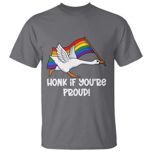 Silly Goose LGBTQ Rainbow T Shirt Honk If You're Proud TS14 Charcoal Print Your Wear