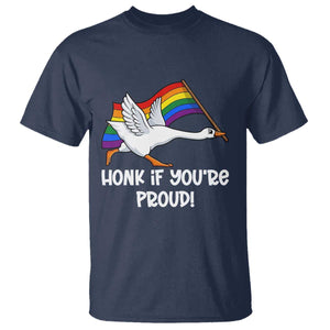 Silly Goose LGBTQ Rainbow T Shirt Honk If You're Proud TS14 Navy Print Your Wear