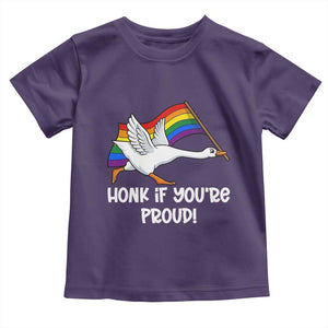 Silly Goose LGBTQ Rainbow Toddler T Shirt Honk If You're Proud TS14 Purple Print Your Wear