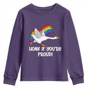 Silly Goose LGBTQ Rainbow Youth Sweatshirt Honk If You're Proud TS14 Purple Print Your Wear