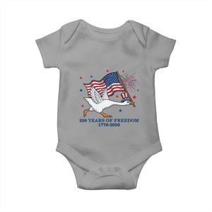 Freedom 250th Anniversary Baby Onesie Funny 4th Of July Silly Goose TS14 Sport Gray Print Your Wear