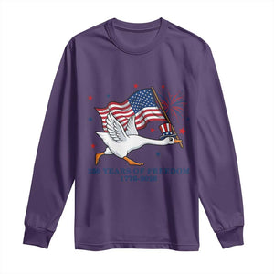 Freedom 250th Anniversary Long Sleeve Shirt Funny 4th Of July Silly Goose TS14 Purple Print Your Wear