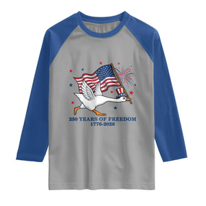 Freedom 250th Anniversary Raglan Shirt Funny 4th Of July Silly Goose TS14 Sport Gray Royal Print Your Wear