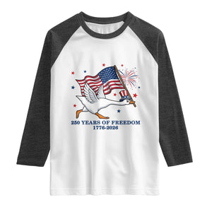 Freedom 250th Anniversary Raglan Shirt Funny 4th Of July Silly Goose TS14 White Heather Charcoal Print Your Wear