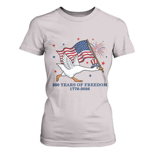 Freedom 250th Anniversary T Shirt For Women Funny 4th Of July Silly Goose TS14 Ice Gray Print Your Wear