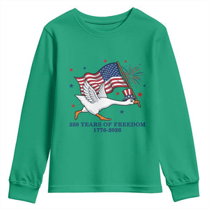 Freedom 250th Anniversary Youth Sweatshirt Funny 4th Of July Silly Goose TS14 Irish Green Print Your Wear