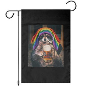 LGBTQ Pride Raccoon Rainbow Flag Garden Flag Funny Drinking Beer
