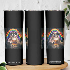 LGBTQ Pride Raccoon Rainbow Flag Skinny Tumbler Funny Drinking Beer
