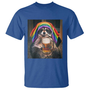 LGBTQ Pride Raccoon Rainbow Flag T Shirt Funny Drinking Beer