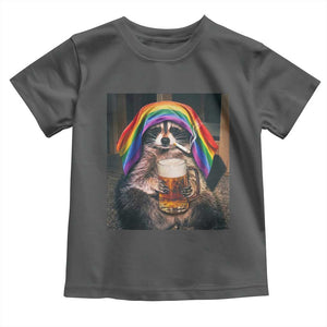 LGBTQ Pride Raccoon Rainbow Flag Toddler T Shirt Funny Drinking Beer
