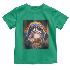 LGBTQ Pride Raccoon Rainbow Flag Toddler T Shirt Funny Drinking Beer