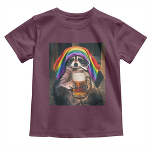 LGBTQ Pride Raccoon Rainbow Flag Toddler T Shirt Funny Drinking Beer