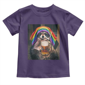 LGBTQ Pride Raccoon Rainbow Flag Toddler T Shirt Funny Drinking Beer