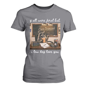 Last Day of School Teacher Feral Raccoon T Shirt For Women Funny End of Year Summer Break Gift TS14 Charcoal Print Your Wear