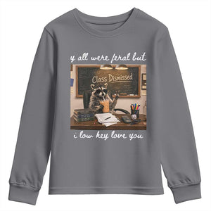 Last Day of School Teacher Feral Raccoon Youth Sweatshirt Funny End of Year Summer Break Gift TS14 Charcoal Print Your Wear