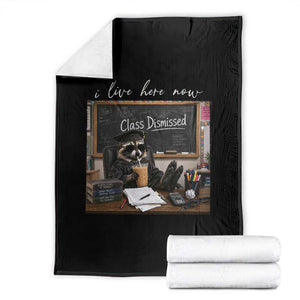 Funny Raccoon Graduation Throw Blanket I Live Here Now