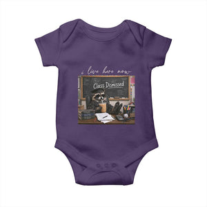 Funny Raccoon Graduation Baby Onesie I Live Here Now TS14 Purple Print Your Wear