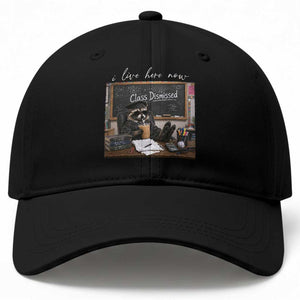 Funny Raccoon Graduation Baseball Cap I Live Here Now
