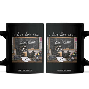 Funny Raccoon Graduation Coffee Mug I Live Here Now TS14 Black Print Your Wear