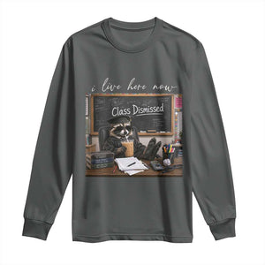Funny Raccoon Graduation Long Sleeve Shirt I Live Here Now TS14 Dark Heather Print Your Wear
