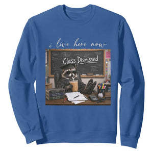 Funny Raccoon Graduation Sweatshirt I Live Here Now TS14 Royal Blue Print Your Wear