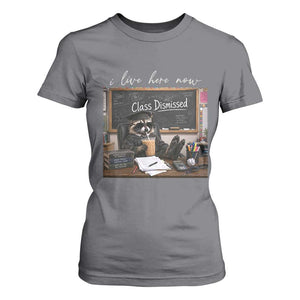 Funny Raccoon Graduation T Shirt For Women I Live Here Now TS14 Charcoal Print Your Wear