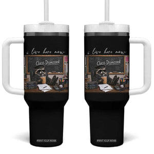 Funny Raccoon Graduation Tumbler With Handle I Live Here Now TS14 One Size: 40 oz Black Print Your Wear