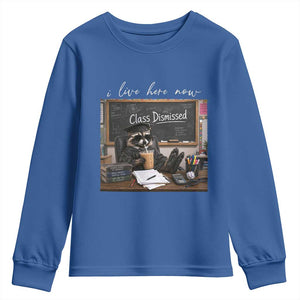 Funny Raccoon Graduation Youth Sweatshirt I Live Here Now TS14 Royal Blue Print Your Wear