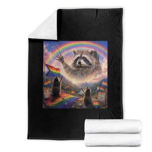 LGBTQ Pride Raccoon Rainbow Flag Throw Blanket Two Raccoons Howling to The Rainbow TS14 Black Print Your Wear