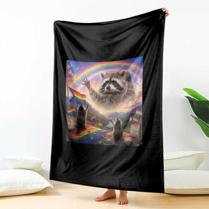 LGBTQ Pride Raccoon Rainbow Flag Throw Blanket Two Raccoons Howling to The Rainbow TS14 Print Your Wear