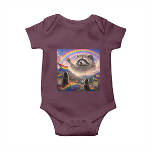 LGBTQ Pride Raccoon Rainbow Flag Baby Onesie Two Raccoons Howling to The Rainbow TS14 Maroon Print Your Wear