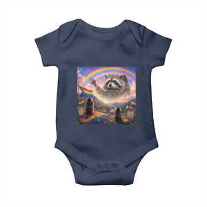 LGBTQ Pride Raccoon Rainbow Flag Baby Onesie Two Raccoons Howling to The Rainbow TS14 Navy Print Your Wear