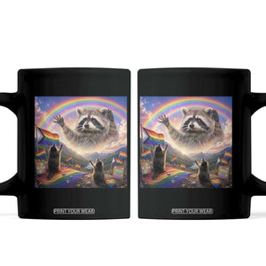 LGBTQ Pride Raccoon Rainbow Flag Coffee Mug Two Raccoons Howling to The Rainbow