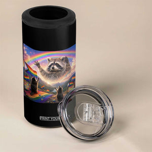 LGBTQ Pride Raccoon Rainbow Flag 4 in 1 Can Cooler Tumbler Two Raccoons Howling to The Rainbow TS14 Print Your Wear