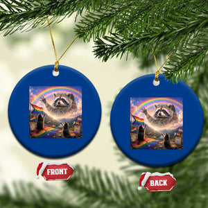 LGBTQ Pride Raccoon Rainbow Flag Ceramic Ornament Two Raccoons Howling to The Rainbow TS14 1pc Blue Print Your Wear