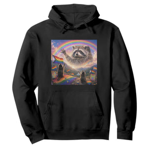 LGBTQ Pride Raccoon Rainbow Flag Hoodie Two Raccoons Howling to The Rainbow TS14 Black Print Your Wear