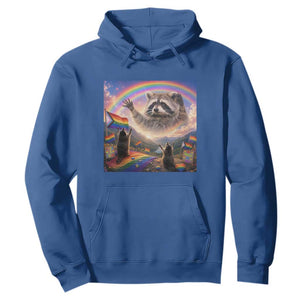 LGBTQ Pride Raccoon Rainbow Flag Hoodie Two Raccoons Howling to The Rainbow TS14 Royal Blue Print Your Wear