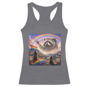 LGBTQ Pride Raccoon Rainbow Flag Racerback Tank Top Two Raccoons Howling to The Rainbow TS14 Charcoal Print Your Wear