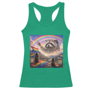 LGBTQ Pride Raccoon Rainbow Flag Racerback Tank Top Two Raccoons Howling to The Rainbow TS14 Irish Green Print Your Wear