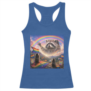 LGBTQ Pride Raccoon Rainbow Flag Racerback Tank Top Two Raccoons Howling to The Rainbow TS14 Royal Blue Print Your Wear