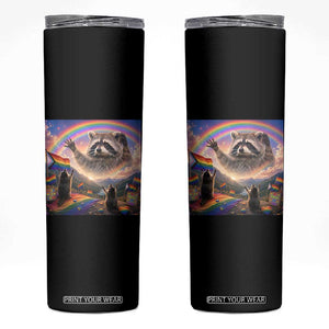 LGBTQ Pride Raccoon Rainbow Flag Skinny Tumbler Two Raccoons Howling to The Rainbow TS14 Black Print Your Wear
