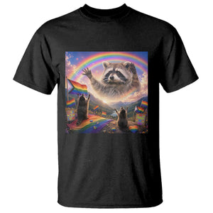 LGBTQ Pride Raccoon Rainbow Flag T Shirt Two Raccoons Howling to The Rainbow TS14 Black Print Your Wear