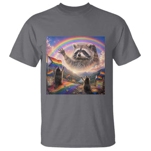 LGBTQ Pride Raccoon Rainbow Flag T Shirt Two Raccoons Howling to The Rainbow TS14 Charcoal Print Your Wear