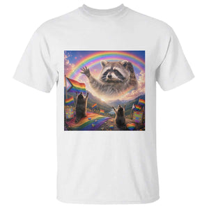 LGBTQ Pride Raccoon Rainbow Flag T Shirt Two Raccoons Howling to The Rainbow TS14 White Print Your Wear
