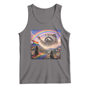 LGBTQ Pride Raccoon Rainbow Flag Tank Top Two Raccoons Howling to The Rainbow TS14 Deep Heather Print Your Wear