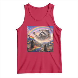 LGBTQ Pride Raccoon Rainbow Flag Tank Top Two Raccoons Howling to The Rainbow TS14 Red Print Your Wear